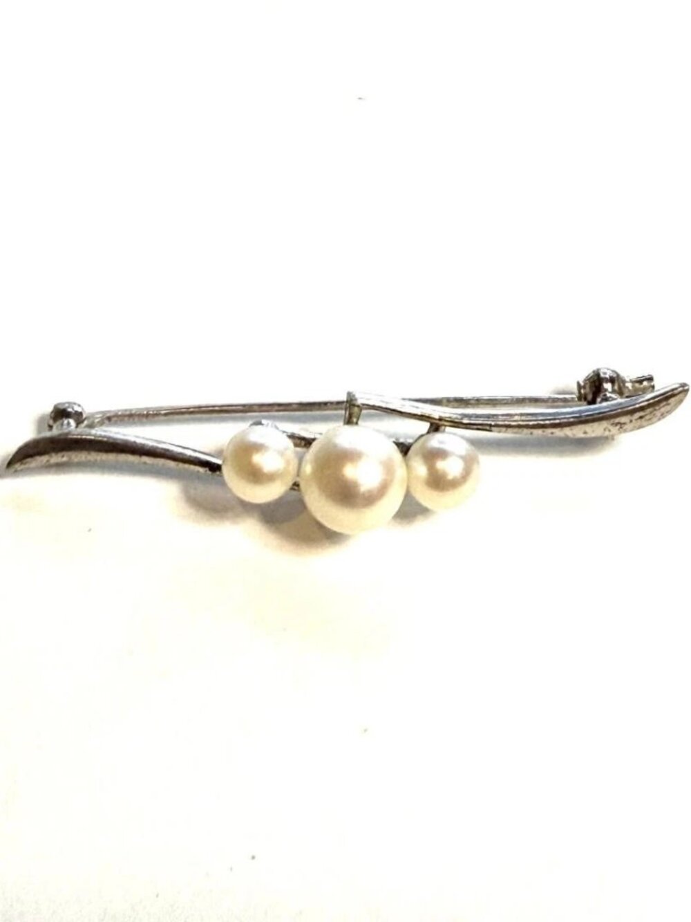 Mikimoto Pearl Sterling Silver Estate Brooch M466